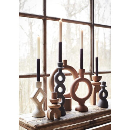 Candle holder dark grey three rings 32 cm