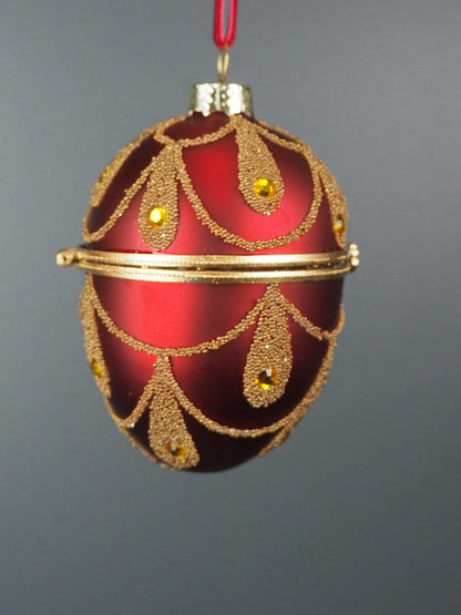 Juletrepynt egg rød 10 cm