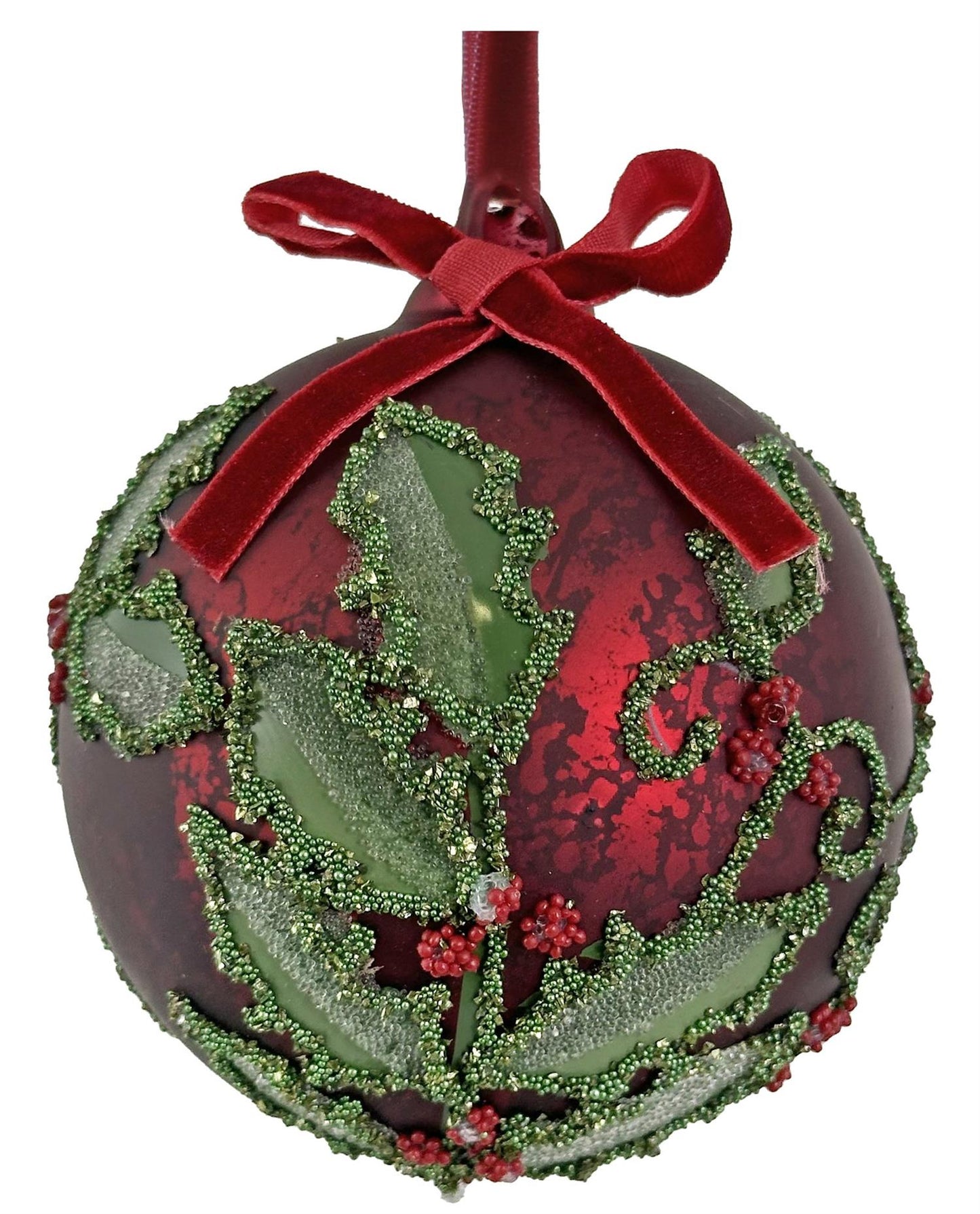 Julekule antikk rød 8 cm