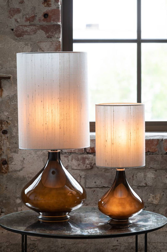 Flavia mini bordlampe 48 cm Negra m/Seda Plata