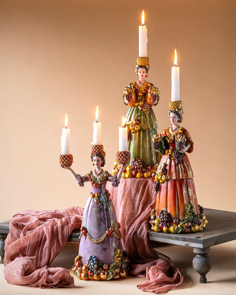 Trearmet lysestake Dolores Frukt Rosa 36 cm