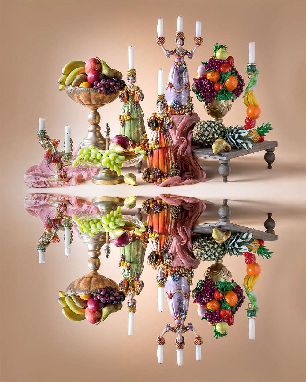 Trearmet lysestake Dolores Frukt Rosa 36 cm