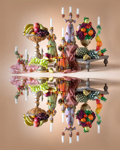 Trearmet lysestake Dolores Frukt Rosa 36 cm