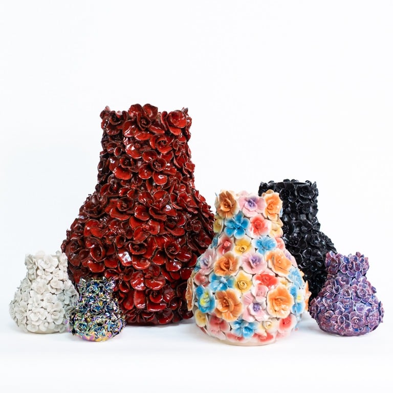 Deco Vase with Flowers, Colored Mini