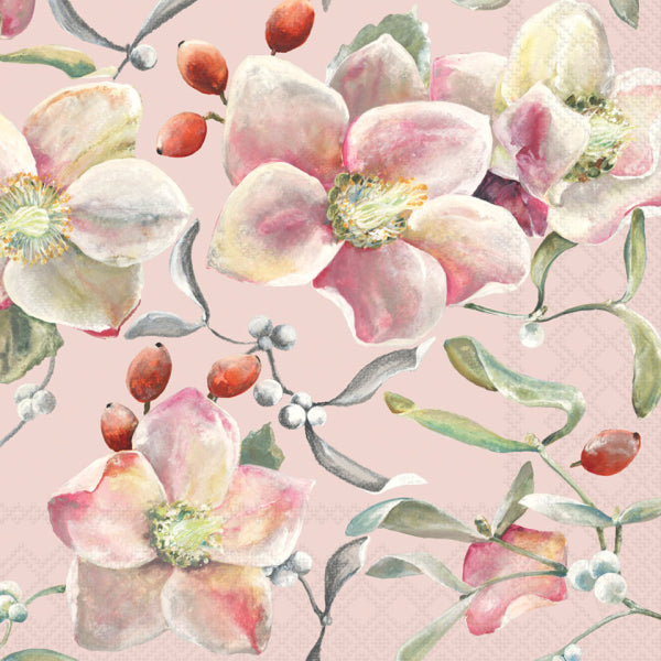 Serviett lunch Festive grace pink