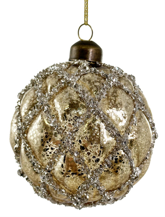 Julekule antikk gull 8 cm