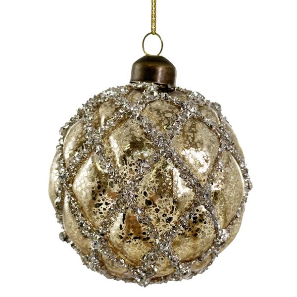 Christmas bauble antique gold 8 cm