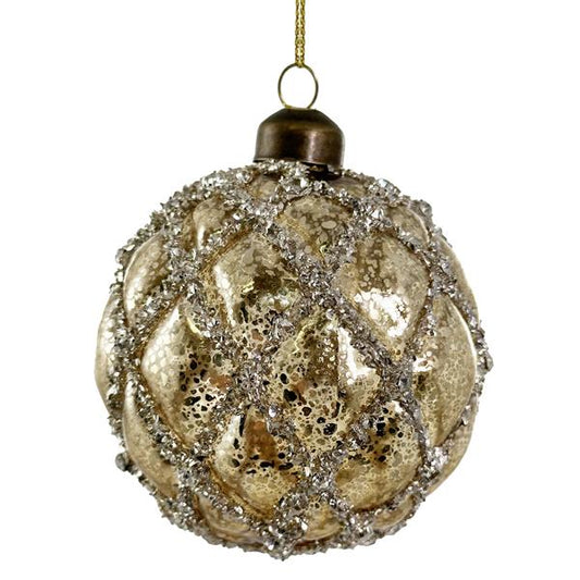 Christmas bauble antique gold 8 cm