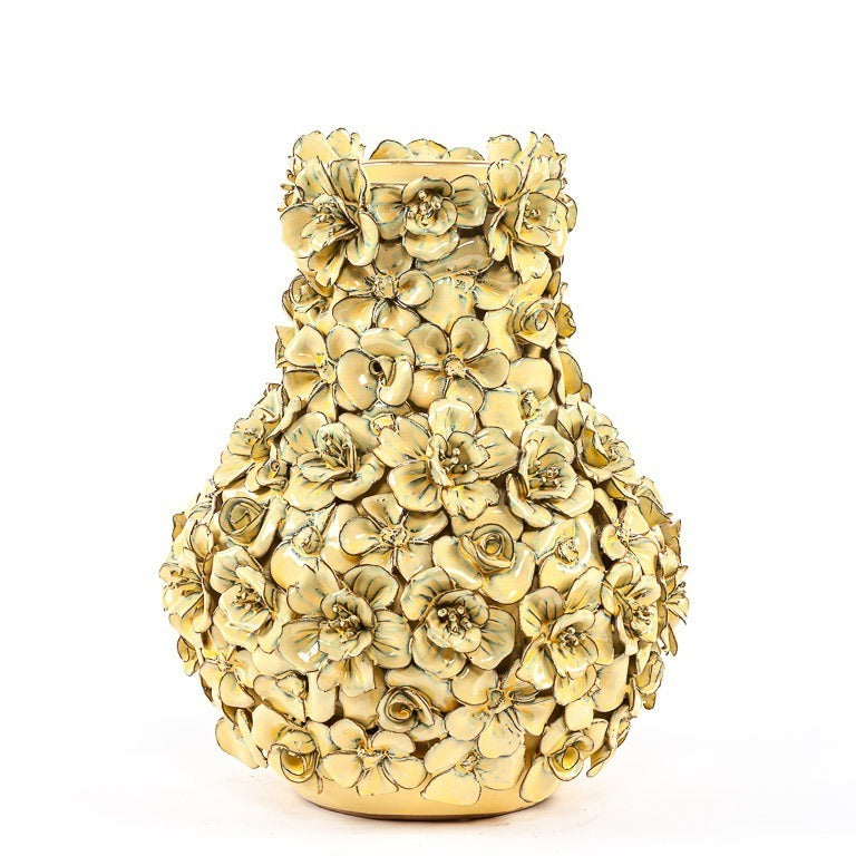 Vase Deco with flowers yellow large