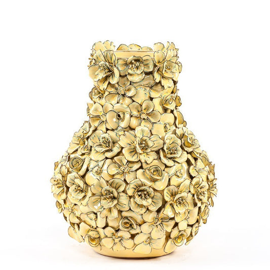 Vase Deco with flowers yellow large