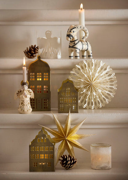 Candlestick Townhouse Golden 16 cm