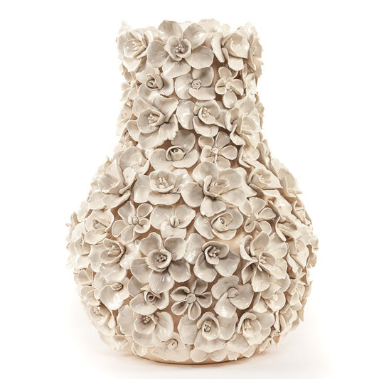 Vase Deco with flowers white XL