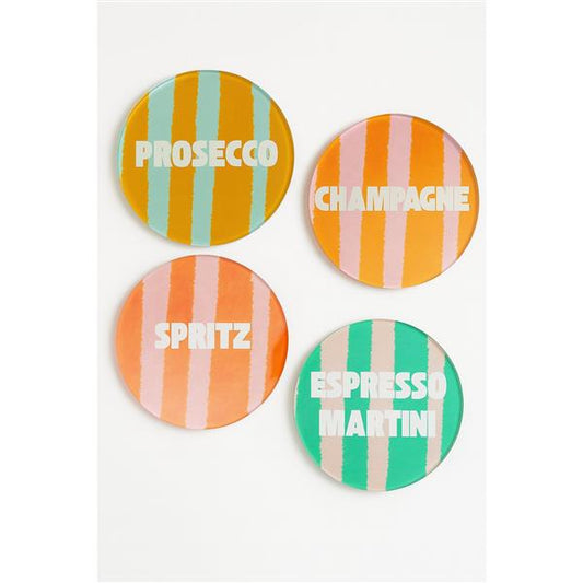 Glass coasters stripes 10 cm