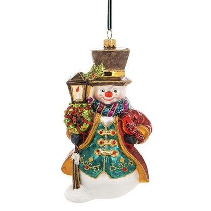 Christmas Decoration 24K Gold Snowman With Lantern 23 cm