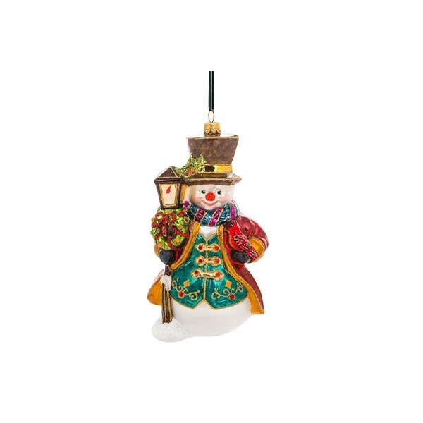 Christmas Decoration 24K Gold Snowman With Lantern 23 cm