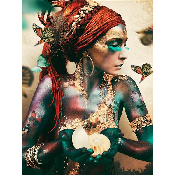 Pleksiglass bilde Girl with butterflies 80x120 cm