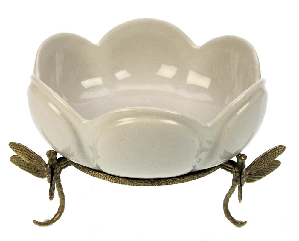 Bowl dragonfly white 20 cm