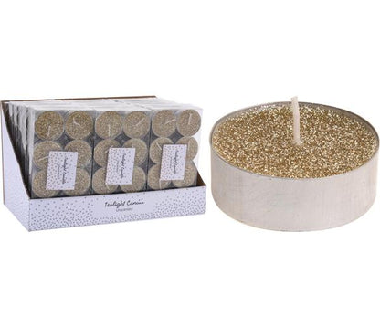 Telys gull m/glitter 8 pk