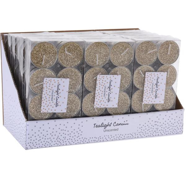 Telys gull m/glitter 8 pk