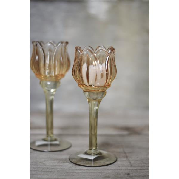 Tealight holder tulip honey 18 cm