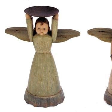 Angel w/Tealight Holder Green 22 cm