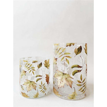 Autumn leaf tealight holder 9x10 cm