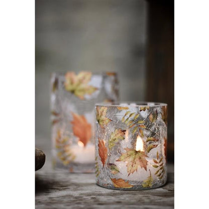 Autumn leaf tealight holder 9x10 cm