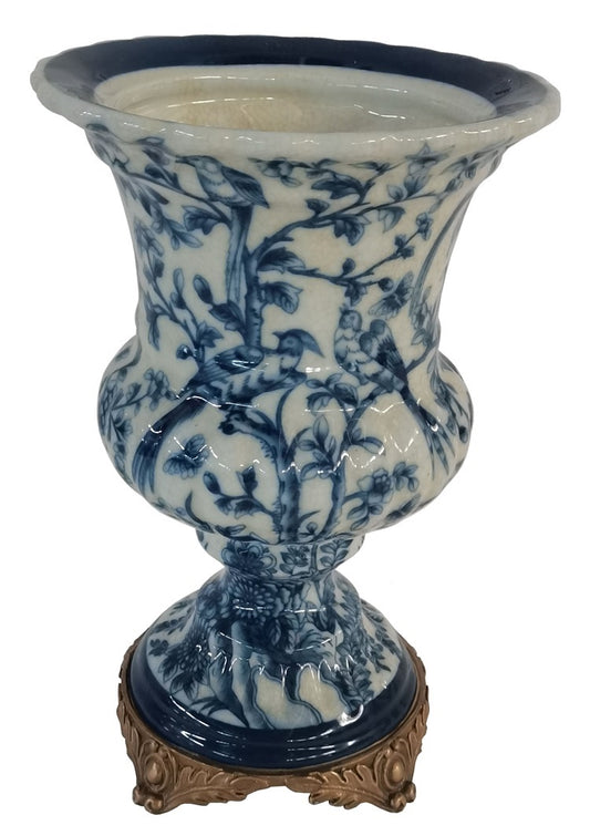 Vase Chinoiserie bird blue 26 cm
