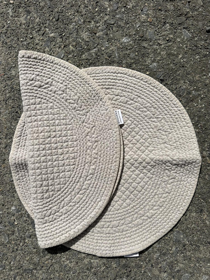 Spisebrikke velour rund Grey Beige 40 cm