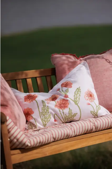 Putetrekk med rosa blomster 40x60 cm