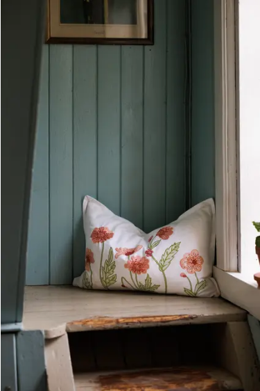 Putetrekk med rosa blomster 40x60 cm