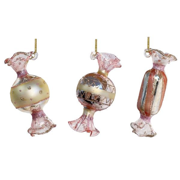 Juletrepynt godteri rosa 8 cm