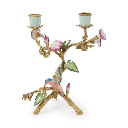 Lysestake kolibri porselen 26 cm