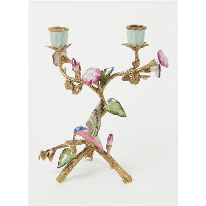 Lysestake kolibri porselen 26 cm