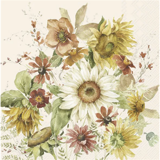 Serviett lunch late summer flowers cream
