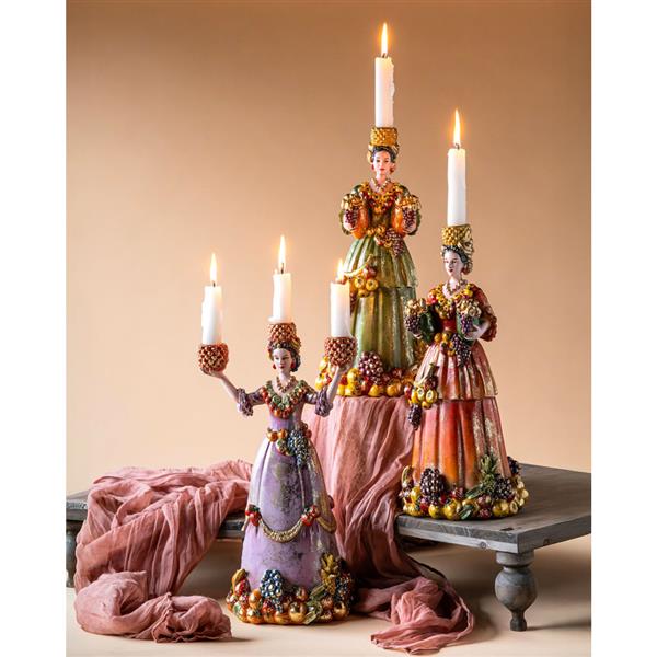 Trearmet lysestake Dolores Frukt Rosa 36 cm