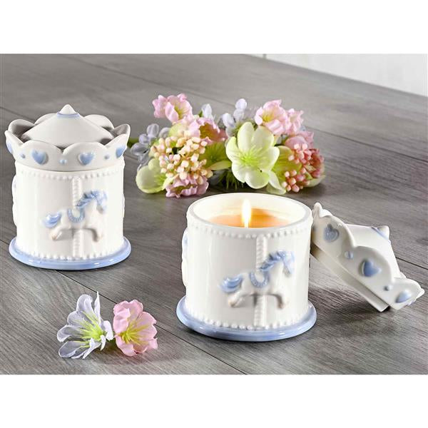 Duftlys barnedåp lys blå 9 cm