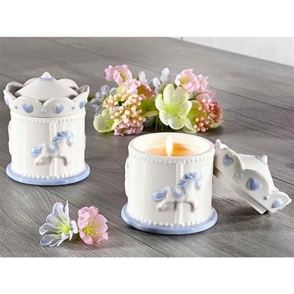 Duftlys barnedåp lys blå 9 cm