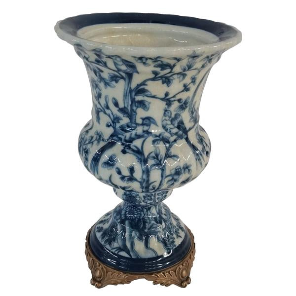 Vase Chinoiserie fugl blå 26 cm