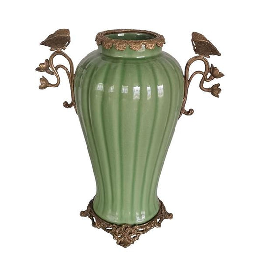 Vase med sommerfugl grønn 30 cm
