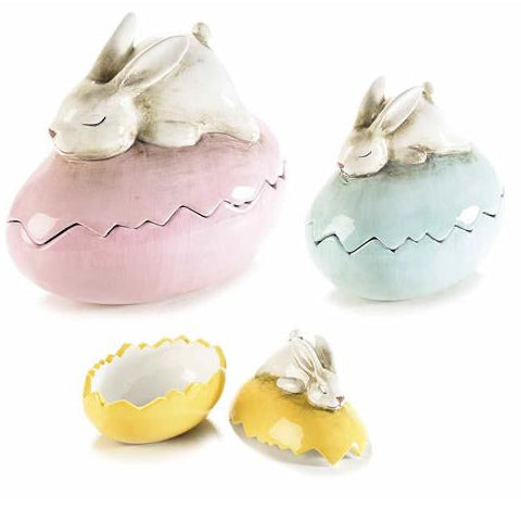 Gult påskeegg kanin 9 cm