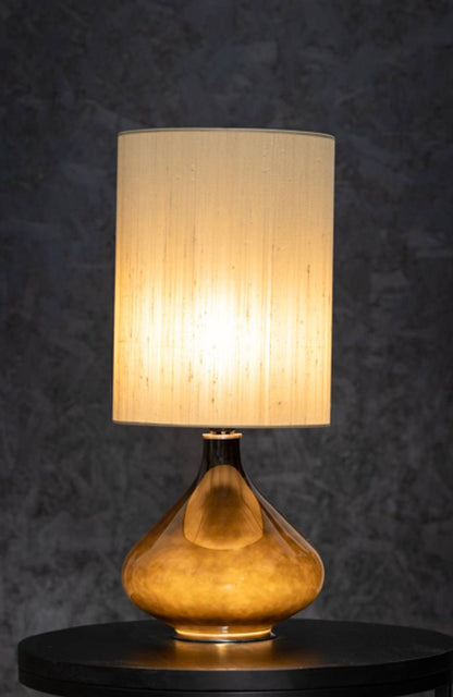 Flavia bordlampe 70 cm Negra Seda Gris Verde skjerm