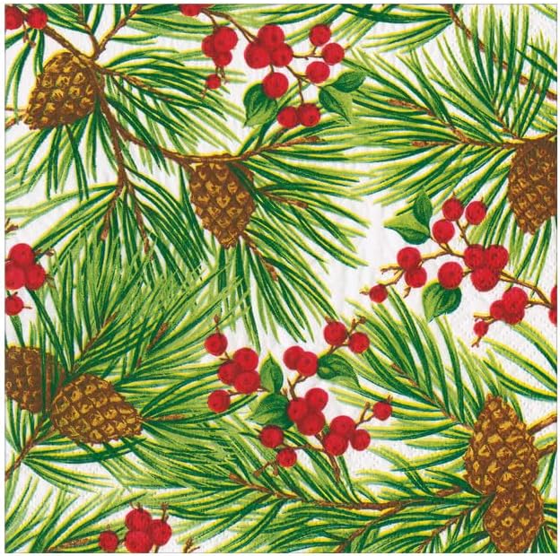 Napkin coffee Evergreen and Berries white