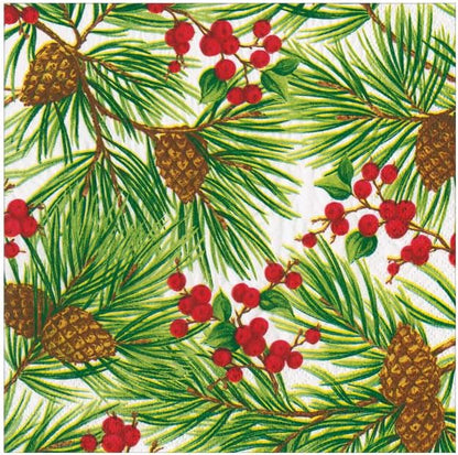 Napkin coffee Evergreen and Berries white