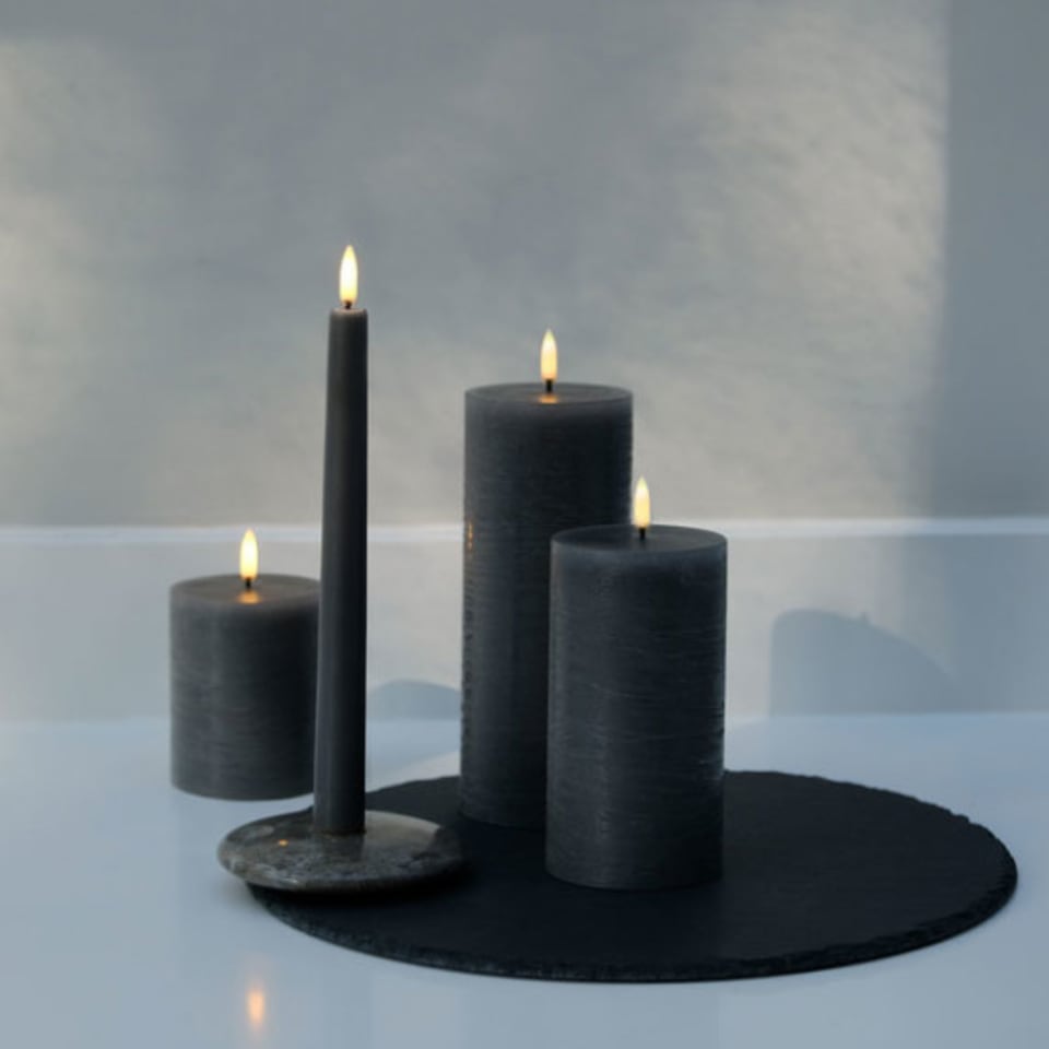 LED Pillar Candle Forest Black 7.8x15.2 cm