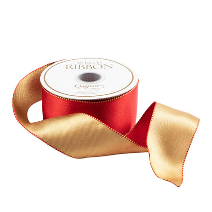 Dekorbånd Red/Gold Satin 3,8 cm x 5,5 meter