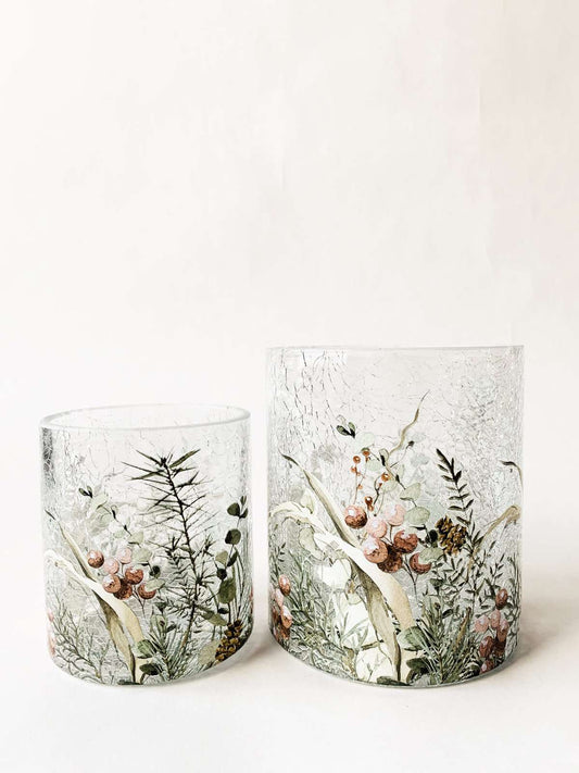 Lysglass bær/blader 11,5x13 cm