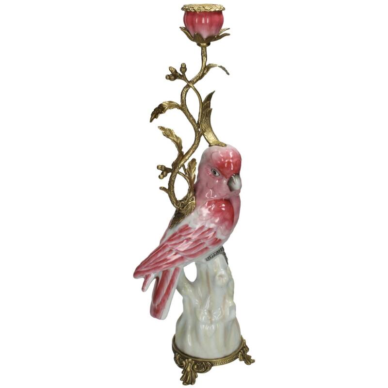Cockatoo candlestick pink 42 cm