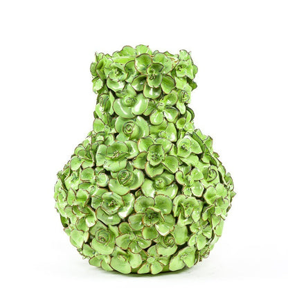 Vase Deco with flowers green large