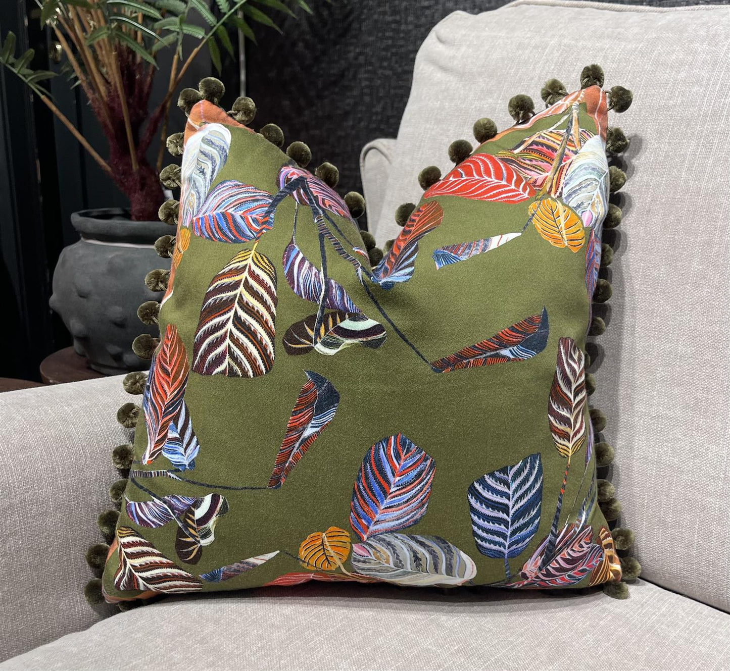 Putetrekk Marina olive 45x45 cm